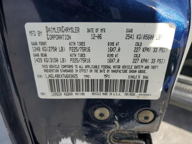 Photo 14 from auction – 2007 JEEP LIBERTY SP with VIN 1J4GL48KX7W603025