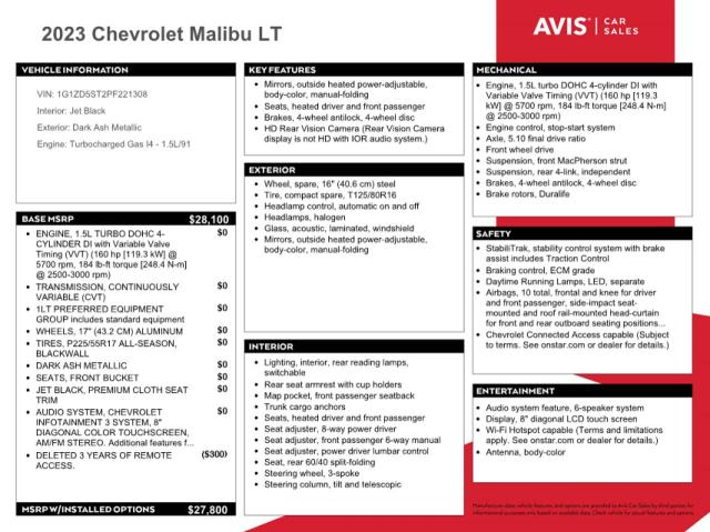 Photo 12 from auction – 2023 CHEVROLET MALIBU LT with VIN 1G1ZD5ST2PF221308