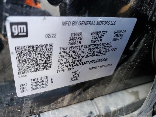 Photo 14 from auction – 2022 CHEVROLET SUBURBAN C with VIN 1GNSCEKD8NR205606