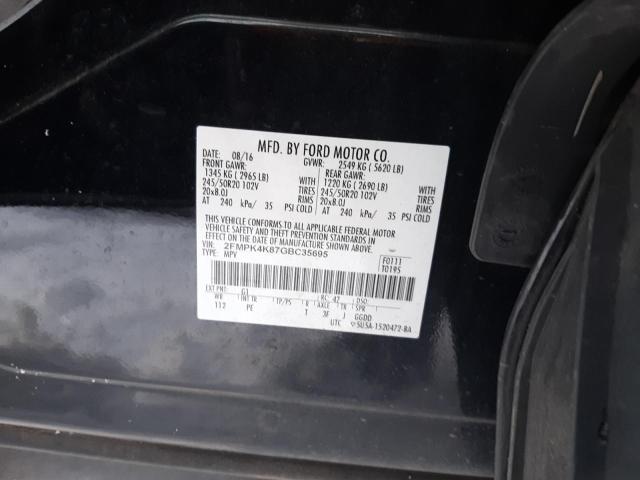 Photo 14 from auction – 2016 FORD EDGE TITAN with VIN 2FMPK4K87GBC35695
