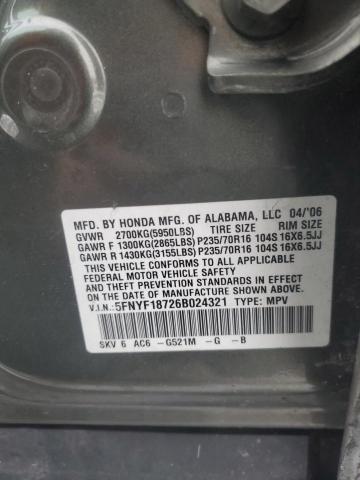 Photo 14 from auction – 2006 HONDA PILOT EX with VIN 5FNYF18726B024321