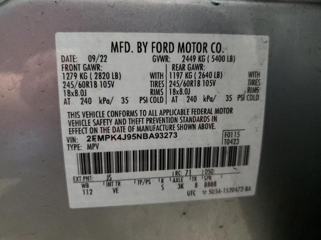 Photo 14 from auction – 2022 FORD EDGE SEL with VIN 2FMPK4J95NBA93273