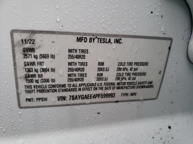 Photo 14 from auction – 2023 TESLA MODEL Y with VIN 7SAYGAEE4PF599993
