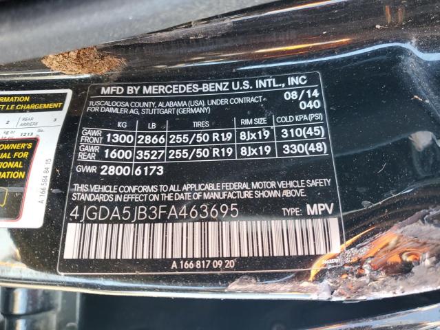 Photo 14 from auction – 2015 MERCEDES-BENZ ML 350 with VIN 4JGDA5JB3FA463695