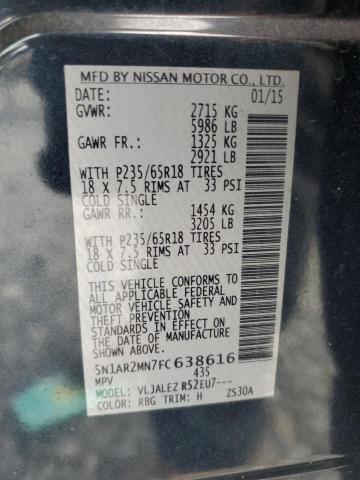 Photo 14 from auction – 2015 NISSAN PATHFINDER with VIN 5N1AR2MN7FC638616