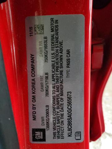 Photo 14 from auction – 2016 CHEVROLET SPARK LS with VIN KL8CB6SA0GC565673