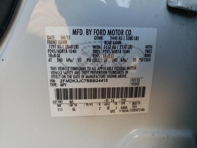 Photo 14 from auction – 2011 FORD EDGE SEL with VIN 2FMDK3JC7BBB24415