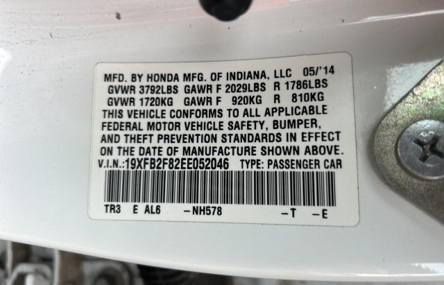 Photo 10 from auction – 2014 HONDA CIVIC EX with VIN 19XFB2F82EE052046
