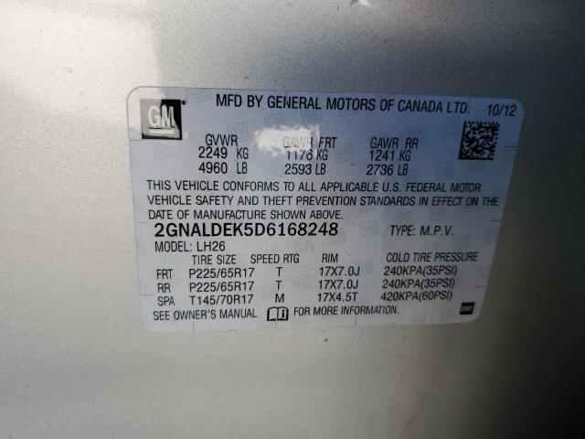 Photo 14 from auction – 2013 CHEVROLET EQUINOX LT with VIN 2GNALDEK5D6168248
