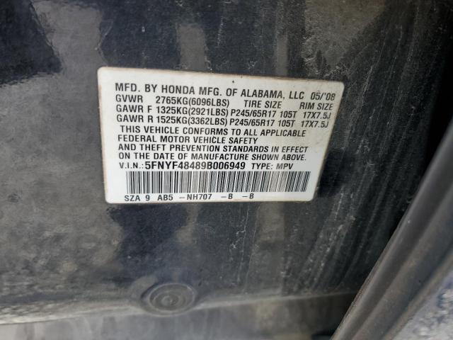 Photo 14 from auction – 2009 HONDA PILOT EX with VIN 5FNYF48489B006949