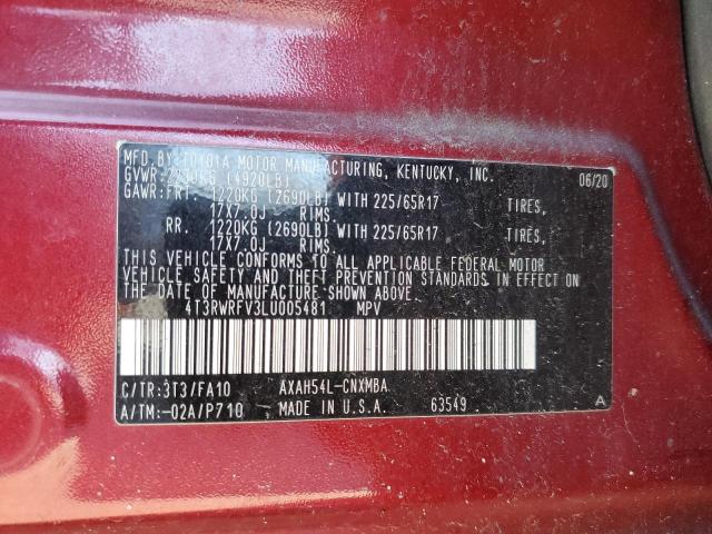 Photo 14 from auction – 2020 TOYOTA RAV4 XLE with VIN 4T3RWRFV3LU005481