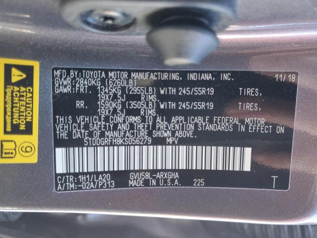 Photo 14 from auction – 2019 TOYOTA HIGHLANDER with VIN 5TDDGRFH8KS056279