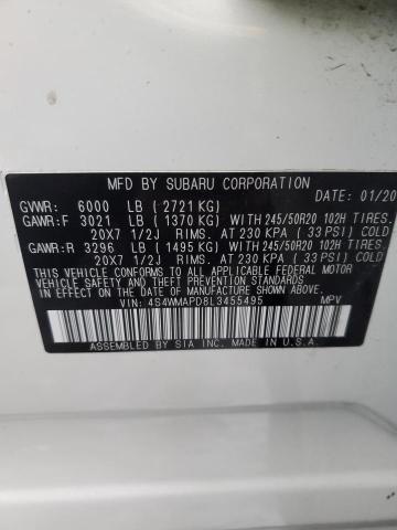 Photo 14 from auction – 2020 SUBARU ASCENT LIM with VIN 4S4WMAPD8L3455495