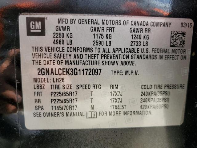 Photo 14 from auction – 2016 CHEVROLET EQUINOX LT with VIN 2GNALCEK3G1172097