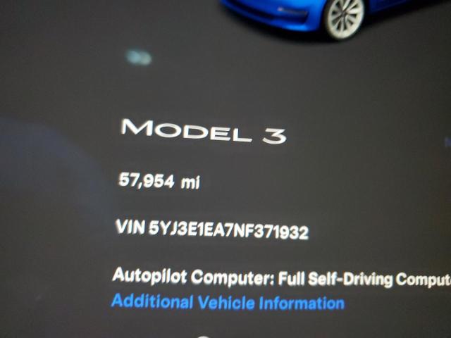 Photo 9 from auction – 2022 TESLA MODEL 3 with VIN 5YJ3E1EA7NF371932