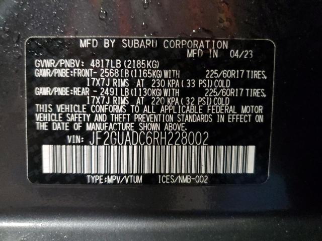 Photo 14 from auction – 2024 SUBARU CROSSTREK with VIN JF2GUADC6RH228002