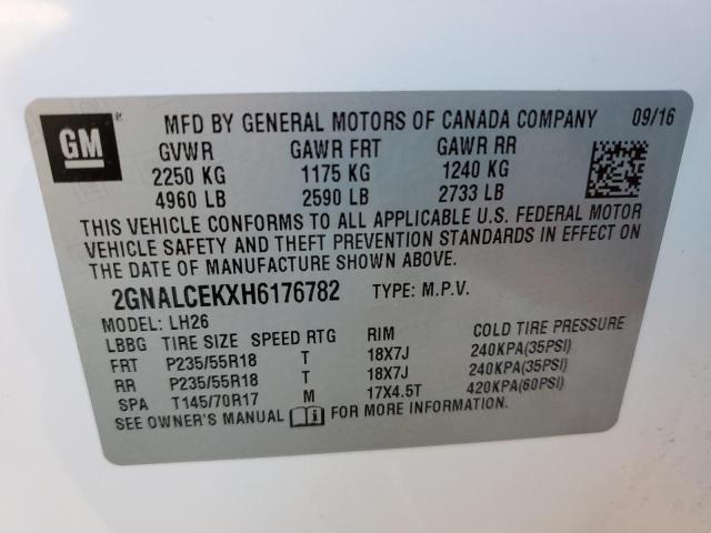 Photo 14 from auction – 2017 CHEVROLET EQUINOX LT with VIN 2GNALCEKXH6176782