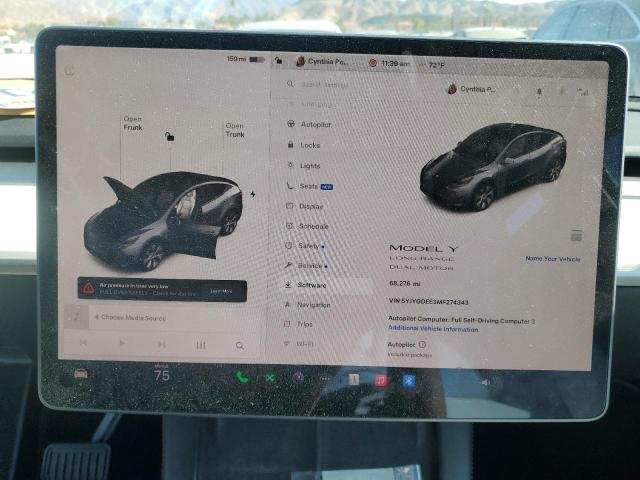 Photo 9 from auction – 2021 TESLA MODEL Y with VIN 5YJYGDEE3MF274343