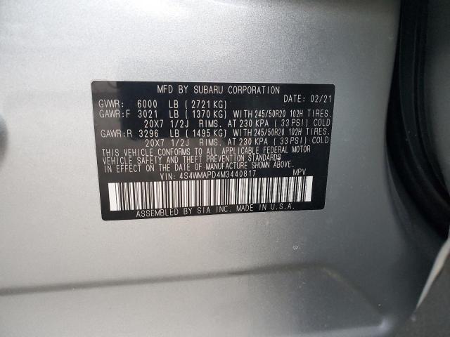 Photo 14 from auction – 2021 SUBARU ASCENT LIM with VIN 4S4WMAPD4M3440817