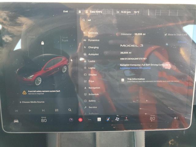 Photo 9 from auction – 2022 TESLA MODEL 3 with VIN 5YJ3E1EA2NF370767