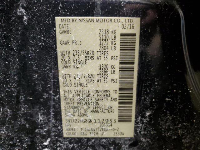 Photo 14 from auction – 2016 NISSAN MURANO S with VIN 5N1AZ2MG8GN112955