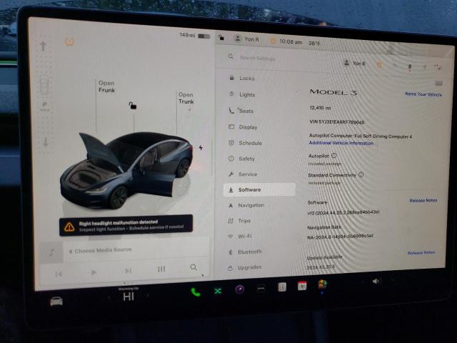 Photo 9 from auction – 2024 TESLA MODEL 3 with VIN 5YJ3E1EA6RF789646