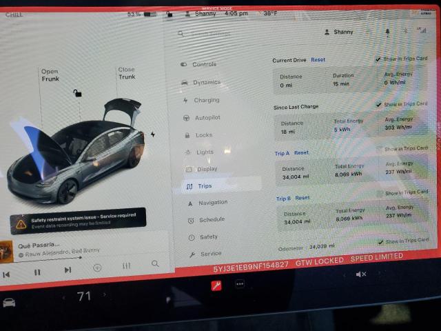 Photo 9 from auction – 2022 TESLA MODEL 3 with VIN 5YJ3E1EB9NF154827