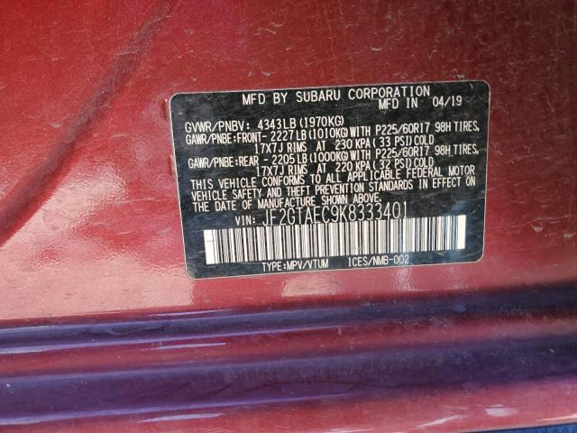 Photo 14 from auction – 2019 SUBARU CROSSTREK with VIN JF2GTAEC9K8333401