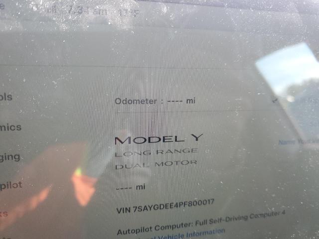 Photo 9 from auction – 2023 TESLA MODEL Y with VIN 7SAYGDEE4PF800017