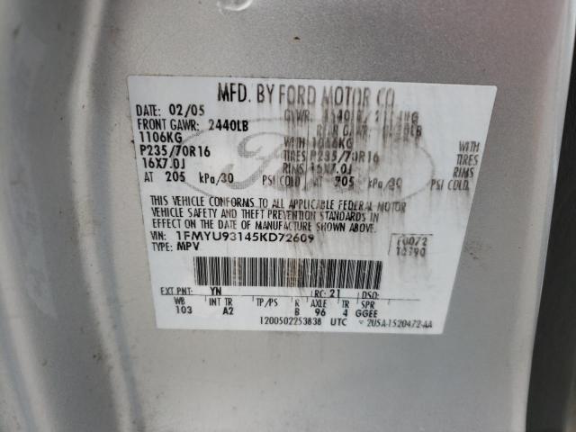 Photo 14 from auction – 2005 FORD ESCAPE XLT with VIN 1FMYU93145KD72609
