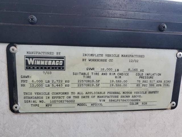 Photo 10 from auction – 2003 WORKHORSE CUSTOM CHASSIS MOTORHOME with VIN 5B4LP57G433366884