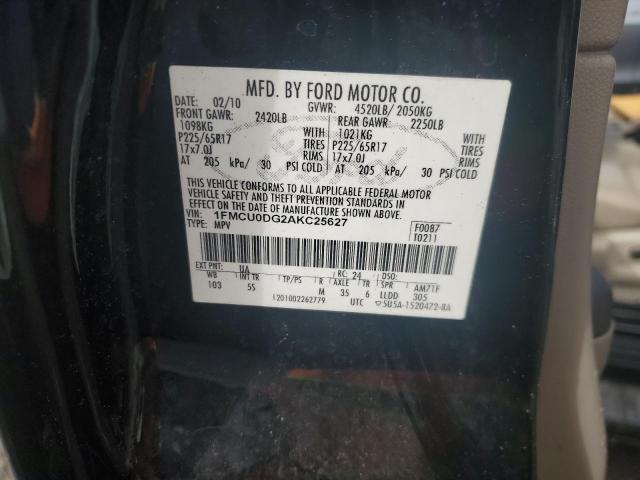 Photo 14 from auction – 2010 FORD ESCAPE XLT with VIN 1FMCU0DG2AKC25627