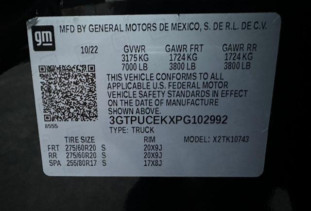 Photo 10 from auction – 2023 GMC SIERRA K15 with VIN 3GTPUCEKXPG102992