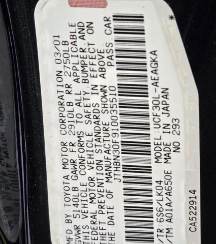 Photo 10 from auction – 2001 LEXUS LS 430 with VIN JTHBN30F910035510