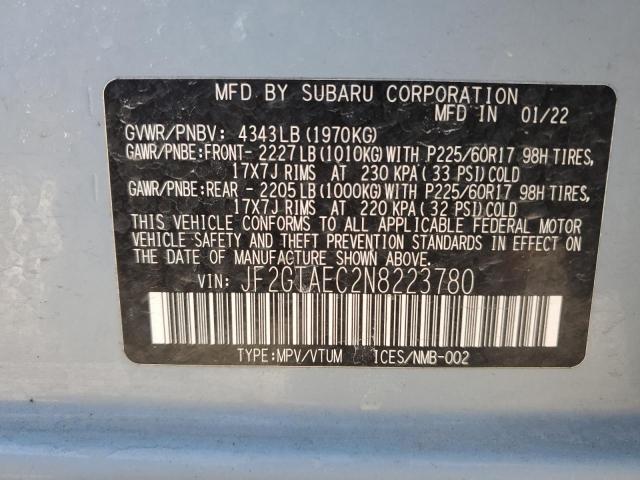 Photo 14 from auction – 2022 SUBARU CROSSTREK with VIN JF2GTAEC2N8223780