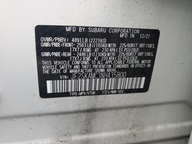 Photo 14 from auction – 2022 SUBARU FORESTER W with VIN JF2SKAMC3NH435800