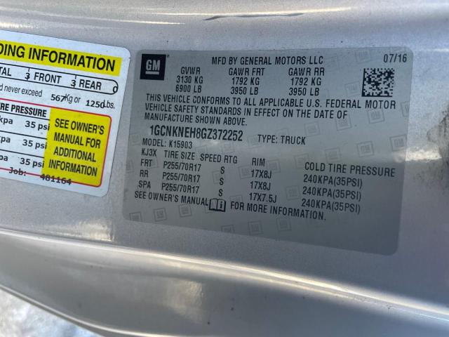 Photo 10 from auction – 2016 CHEVROLET SILVERADO with VIN 1GCNKNEH8GZ372252