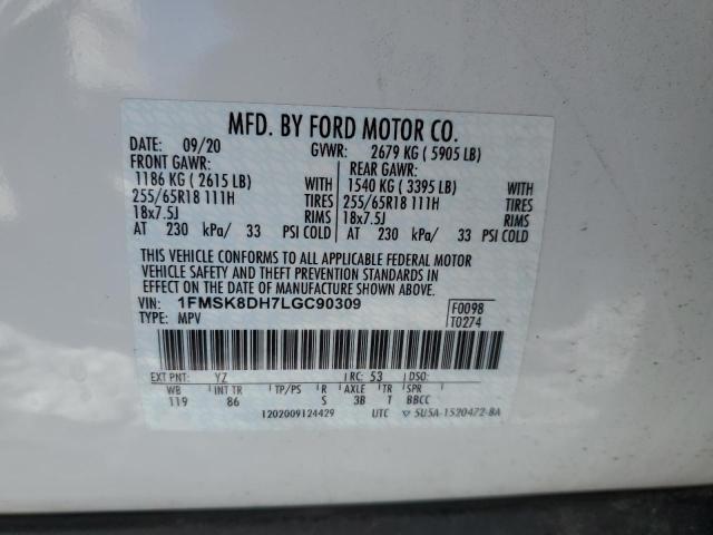Photo 14 from auction – 2020 FORD EXPLORER X with VIN 1FMSK8DH7LGC90309