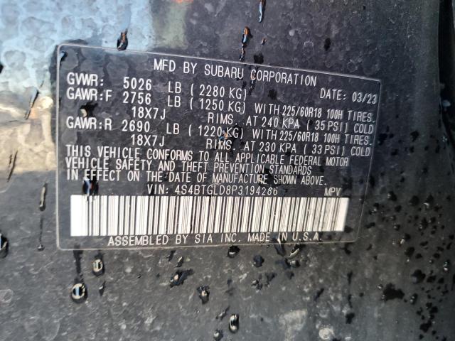 Photo 14 from auction – 2023 SUBARU OUTBACK ON with VIN 4S4BTGLD8P3194286