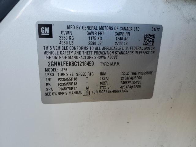 Photo 14 from auction – 2012 CHEVROLET EQUINOX LT with VIN 2GNALFEK8C1216459