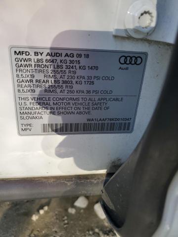 Photo 14 from auction – 2019 AUDI Q7 PREMIUM with VIN WA1LAAF76KD010347