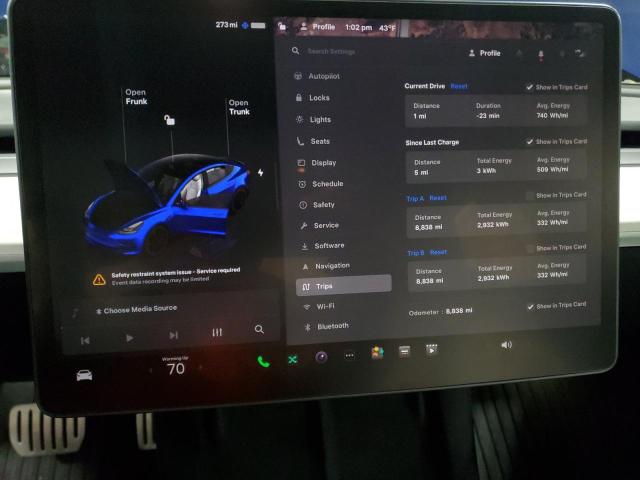 Photo 9 from auction – 2023 TESLA MODEL 3 with VIN 5YJ3E1EC2PF611151