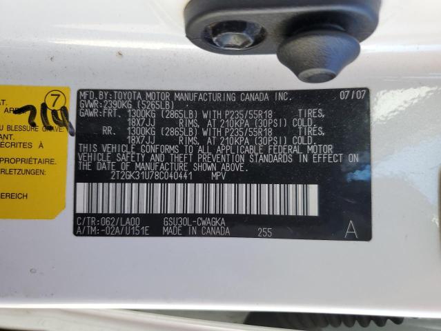 Photo 14 from auction – 2008 LEXUS RX 350 with VIN 2T2GK31U78C040441
