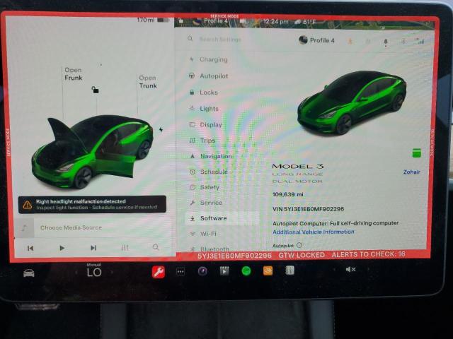 Photo 9 from auction – 2021 TESLA MODEL 3 with VIN 5YJ3E1EB0MF902296