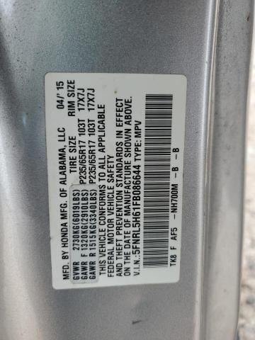 Photo 14 from auction – 2015 HONDA ODYSSEY EX with VIN 5FNRL5H61FB086644