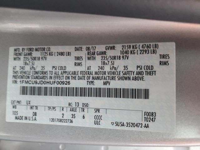 Photo 14 from auction – 2017 FORD ESCAPE TIT with VIN 1FMCU9JD0HUF00926