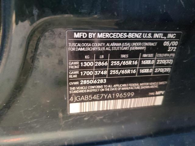 Photo 14 from auction – 2000 MERCEDES-BENZ ML 320 with VIN 4JGAB54E7YA196599