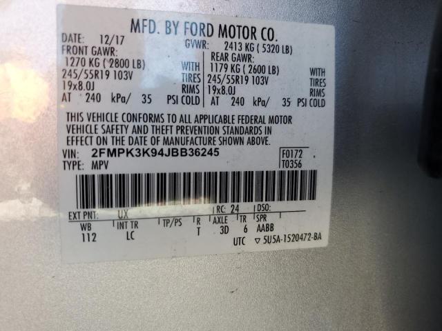 Photo 14 from auction – 2018 FORD EDGE TITAN with VIN 2FMPK3K94JBB36245