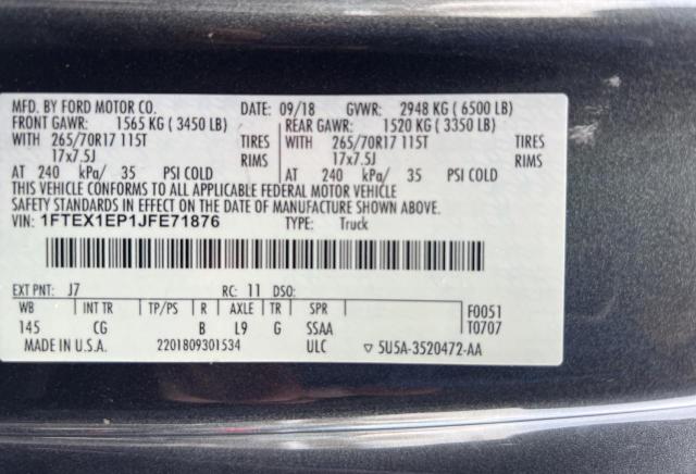 Photo 10 from auction – 2018 FORD F150 SUPER with VIN 1FTEX1EP1JFE71876