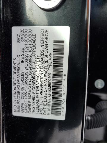 Photo 14 from auction – 2021 HONDA PILOT TOUR with VIN 5FNYF6H60MB092795
